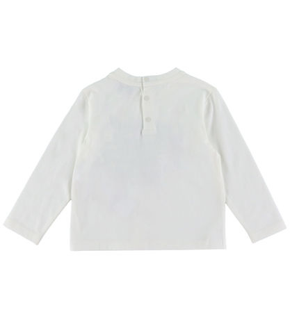 Emporio Armani Bluse - Hvid m. Støvet Blå