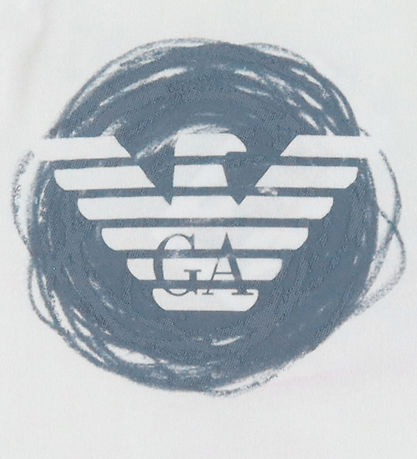 Emporio Armani Bluse - Hvid m. Støvet Blå Emporio Armani Bluse - Hvid m. Støvet Blå