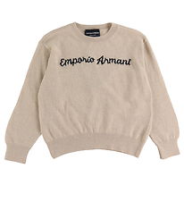 Emporio Armani Bluse - Polyamid/Uld - Beigemeleret m. Sort Emporio Armani Bluse - Polyamid/Uld - Beigemeleret m. Sort