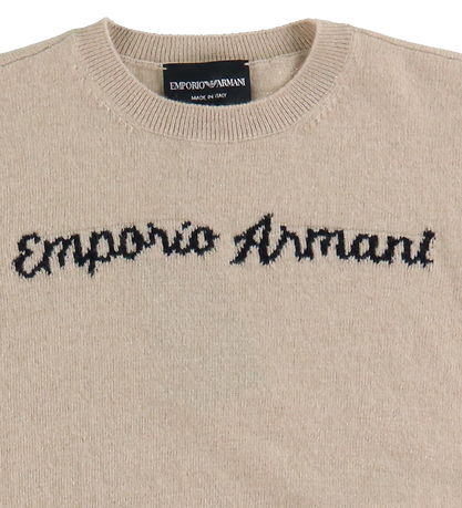 Emporio Armani Bluse - Polyamid/Uld - Beigemeleret m. Sort Emporio Armani Bluse - Polyamid/Uld - Beigemeleret m. Sort