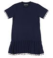 Emporio Armani Kjole - Strik - Navy m. Hvid Emporio Armani Kjole - Strik - Navy m. Hvid