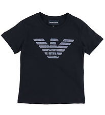 Emporio Armani T-shirt - Sort m. Logo/Glimmer Emporio Armani T-shirt - Sort m. Logo/Glimmer