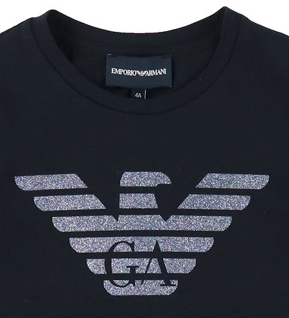 Emporio Armani T-shirt - Sort m. Logo/Glimmer Emporio Armani T-shirt - Sort m. Logo/Glimmer