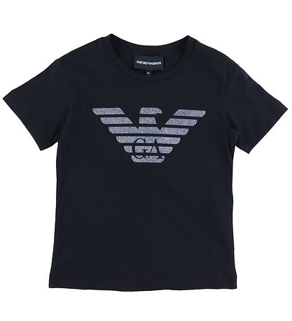 Emporio Armani T-shirt - Sort m. Logo/Glimmer Emporio Armani T-shirt - Sort m. Logo/Glimmer