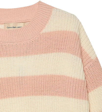 Calvin Klein Bluse - Strik - Ck Stripe - Peach Whip
