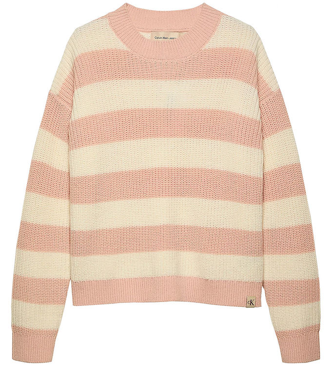 Calvin Klein Bluse - Strik - Ck Stripe - Peach Whip
