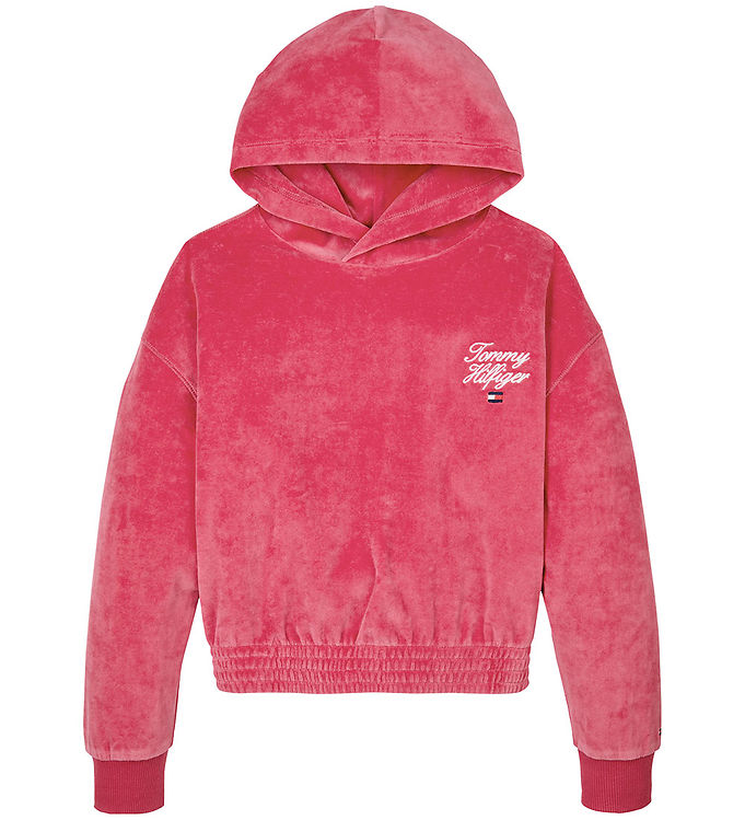 Tommy Hilfiger Hættetrøje - Velour - Script - Heritage Pink