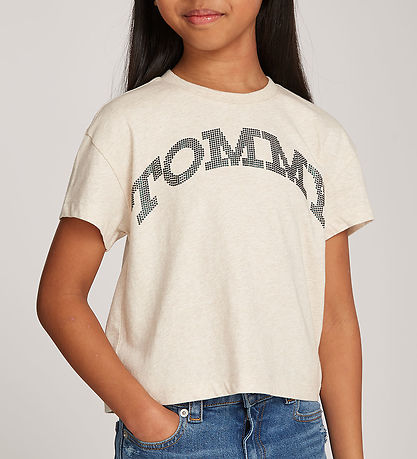 Tommy Hilfiger T-shirt - Tommy Dot Foil - Heathered Oat Tommy Hilfiger T-shirt - Tommy Dot Foil - Heathered Oat