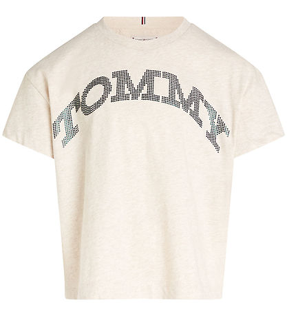 Tommy Hilfiger T-shirt - Tommy Dot Foil - Heathered Oat Tommy Hilfiger T-shirt - Tommy Dot Foil - Heathered Oat