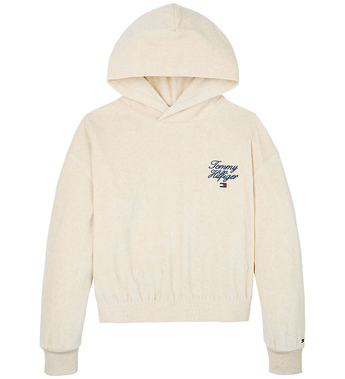 Tommy Hilfiger Hættetrøje - Velour - Script - Heathered Oat