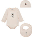 Moncler Set - Beanie/Teething Bib/Bodysuit l/s - Light Pink w. S