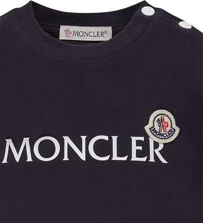 Moncler T-shirt - Medium Blue m. Hvid Moncler T-shirt - Medium Blue m. Hvid