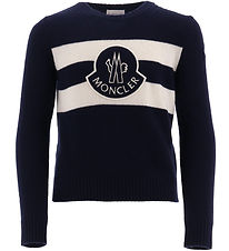 Moncler Bluse - Uld - Navy m. Hvid Moncler Bluse - Uld - Navy m. Hvid