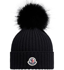 Moncler Hue - Uld - Sort m. Kvast Moncler Hue - Uld - Sort m. Kvast