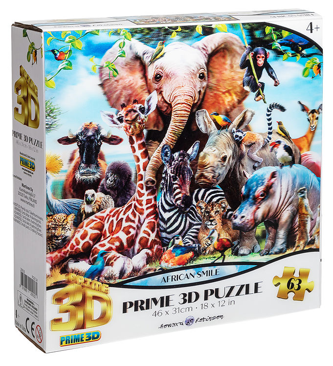 Prime 3D Puzzle Puslespil - 3D - 63 Brikker - African Smile