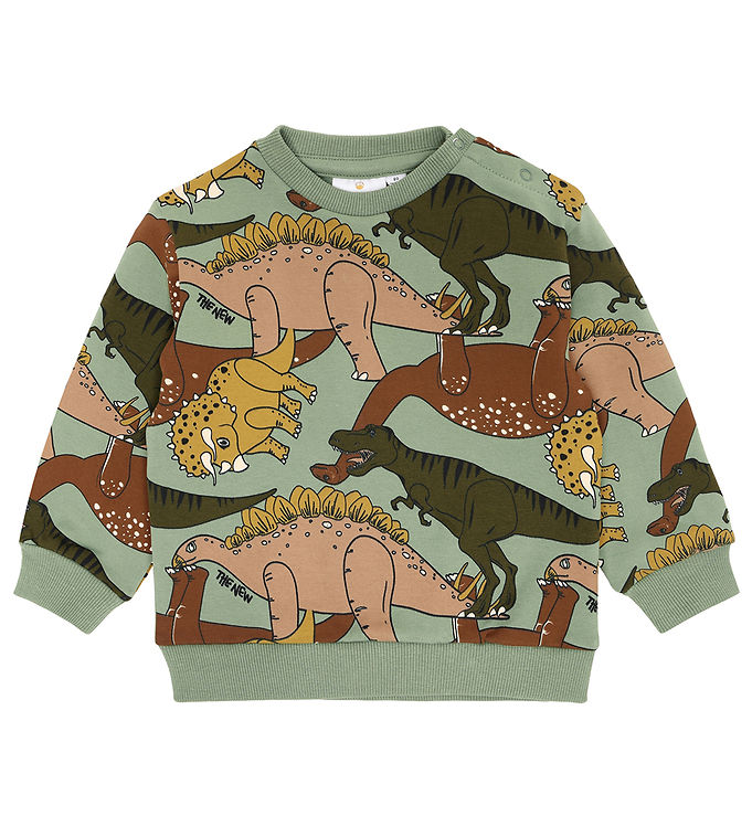 The New Siblings Sweatshirt - TnsLee - Hedge Green Dino AOP