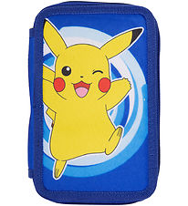 Pokémon Penalhus m. Indhold - Dobbelt - Blå/Gul m. Pikachu