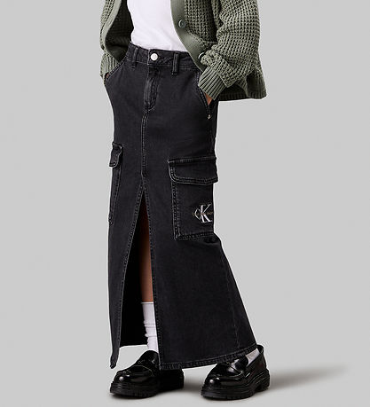 Calvin Klein Nederdel - Maxi Denim - Charcoal Grey Calvin Klein Nederdel - Maxi Denim - Charcoal Grey