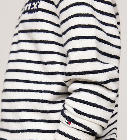 Tommy Hilfiger Bluse - Strik - Monotype - White Base/Blue Stripe Tommy Hilfiger Bluse - Strik - Monotype - White Base/Blue Stripe