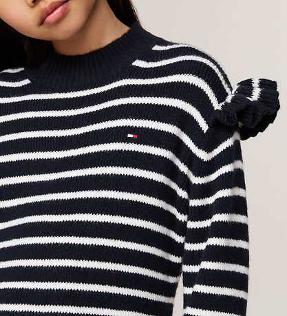 Tommy Hilfiger Kjole - Strik - Ruffle Skater - Desert Sky Stripe Tommy Hilfiger Kjole - Strik - Ruffle Skater - Desert Sky Stripe