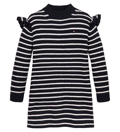 Tommy Hilfiger Kjole - Strik - Ruffle Skater - Desert Sky Stripe Tommy Hilfiger Kjole - Strik - Ruffle Skater - Desert Sky Stripe