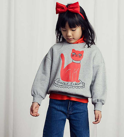 Mini Rodini Sweatshirt - Cat - Grey Melange Mini Rodini Sweatshirt - Cat - Grey Melange