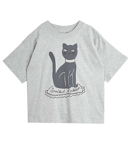 Mini Rodini T-shirt - Cat - Grey Melange Mini Rodini T-shirt - Cat - Grey Melange