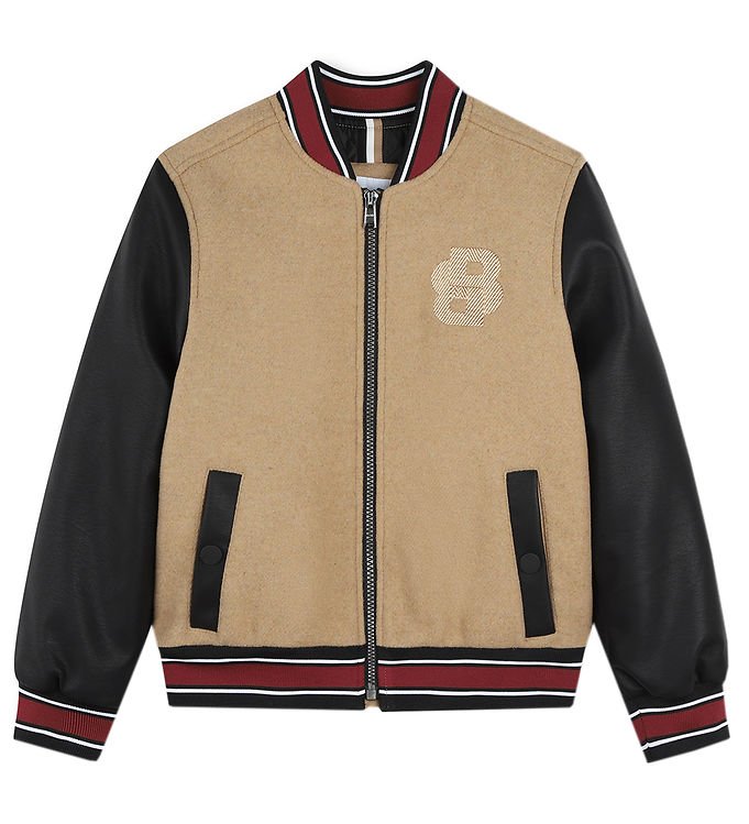 BOSS Jakke - Uld - Cookie m. Sort/Rød