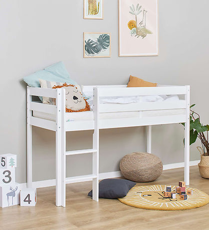 Hoppekids Seng - Halvhøj - ECO Comfort - 166x76x114 cm - Hvid