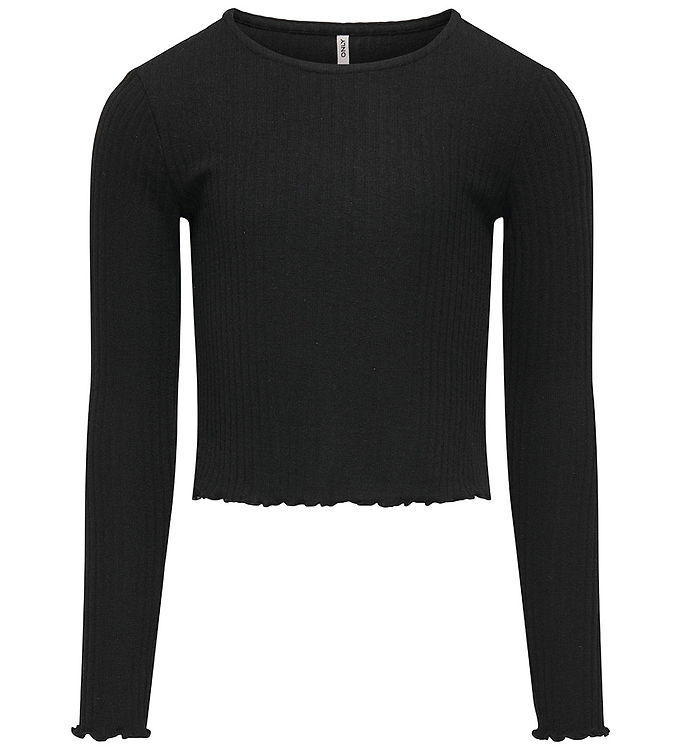 Kids Only Bluse Sort Med Flæsedetaljer - Str. 9-10y 134/140cm