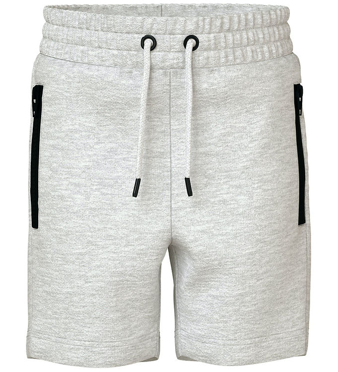 Name It Shorts Light Grey Melange Med Sorte Lynlåslommer - Str. 2y 92cm