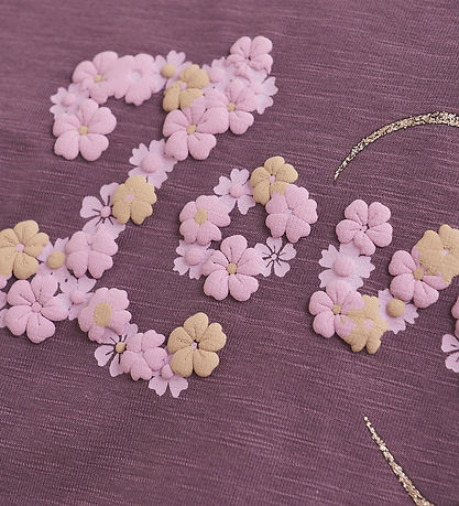 Minymo T-shirt - Black Plum w. Text