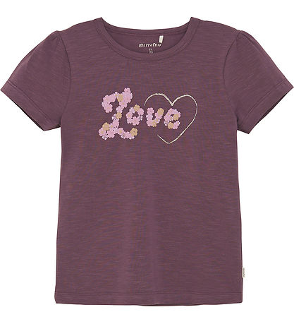 Minymo T-shirt - Black Plum w. Text
