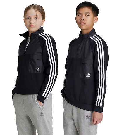 adidas Originals Sweatshirt m. Lynlås - Sort m. Hvid adidas Originals Sweatshirt m. Lynlås - Sort m. Hvid