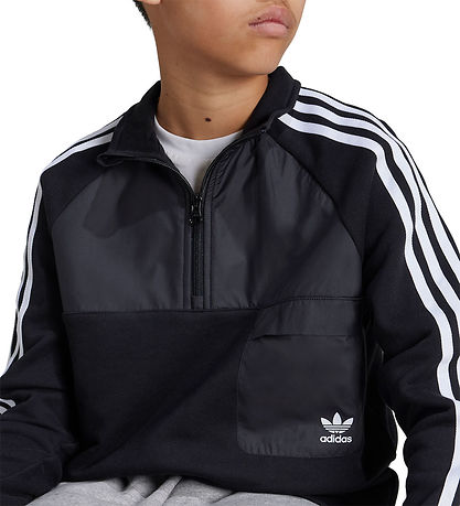 adidas Originals Sweatshirt m. Lynlås - Sort m. Hvid adidas Originals Sweatshirt m. Lynlås - Sort m. Hvid