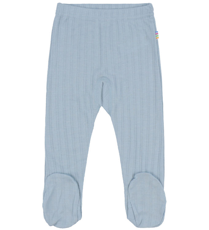 Joha Leggings m. Fødder - Uld/Silke - Støvet Blå