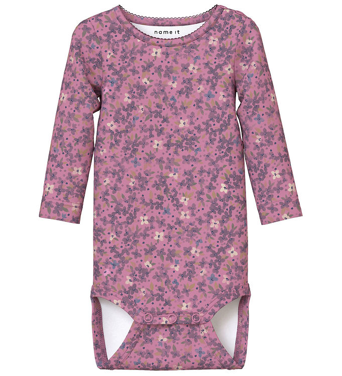 Name It Mauve Orchid Blomstret Body - Str. 0m 50cm