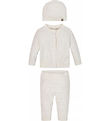 Calvin Klein Sæt - Cardigan/Bukser/Hat - Rib Strik - Ivory Calvin Klein Sæt - Cardigan/Bukser/Hat - Rib Strik - Ivory