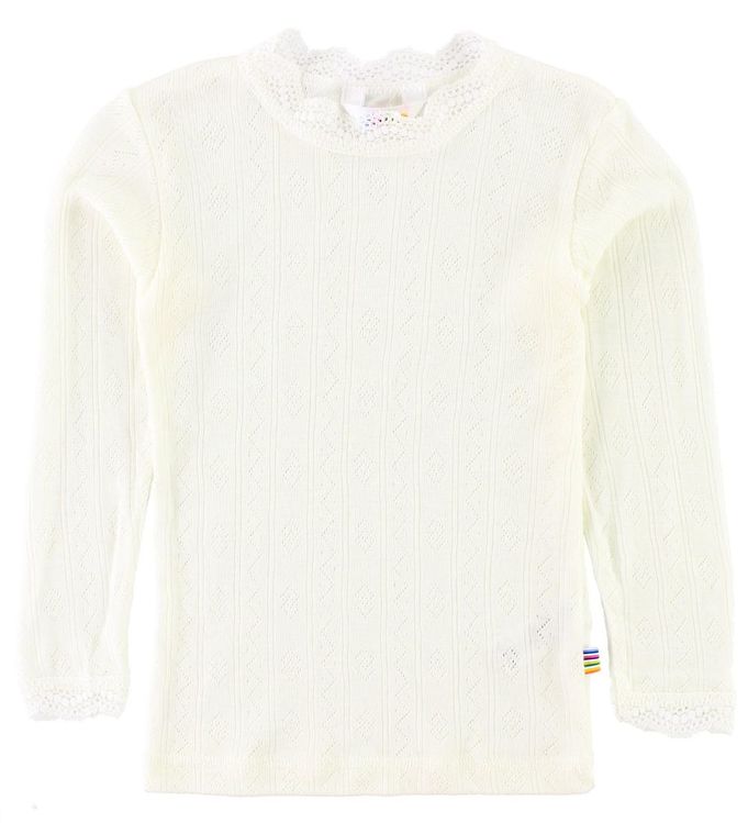 Joha Bluse - Uld/Silke - Råhvid m. Mønster billede