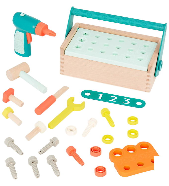 B. toys Værktøjskasse - 23 cm - Træ - 25 Dele - Fix 'N' Play Kit