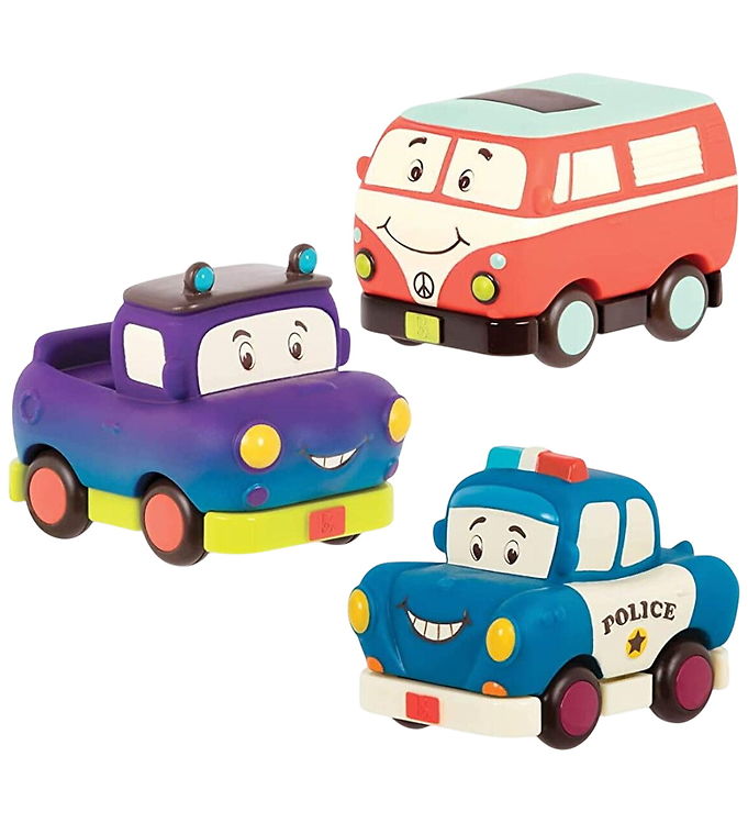 B. toys Biler - 8 cm - Mini Wheeee-ls! - Politi/Rugbrød/Pickup