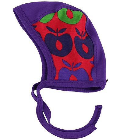 Småfolk Baby Hat - Red/Purple w. Multi Apples Småfolk Baby Hat - Red/Purple w. Multi Apples