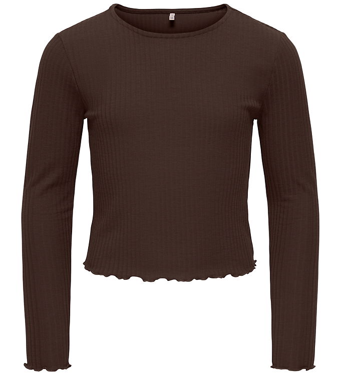 Kids Only Bluse - Cropped - Rib - KogNella - Noos - Coffee Bean