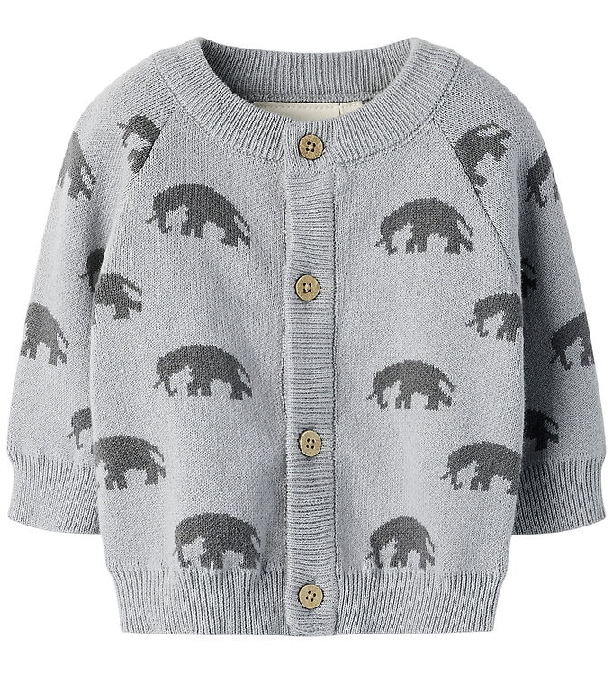 Lil Atelier Cardigan - Strik - NbmLulio - Sleet m. Elefanter