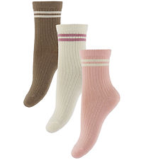 Name It Socks 3-Pack - NmfKimis - Antique White/Lotus + Brown