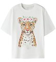Name it T-shirt - NkfVotea - Bright White/Flower Leopard