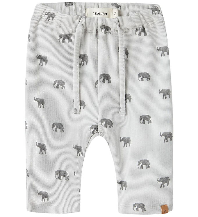 Lil' Atelier Bukser - Rib - NbmLavo - Glacier Gray/Elephant