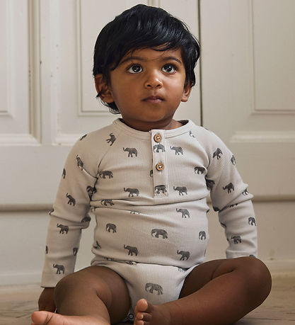 Lil Atelier Body l/æ - Rib - NbmLavo - Glacier Gray/Elephant