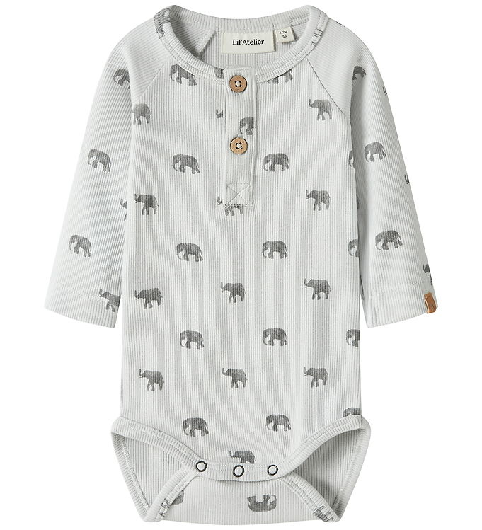 Lil' Atelier Lavo Eko Langærmet Slim Body - Glacier Gray - 56