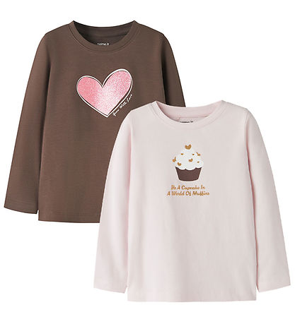 Name It Bluse - 2-pak - NmfKatelin - Shopping Bag/Raindrops On R